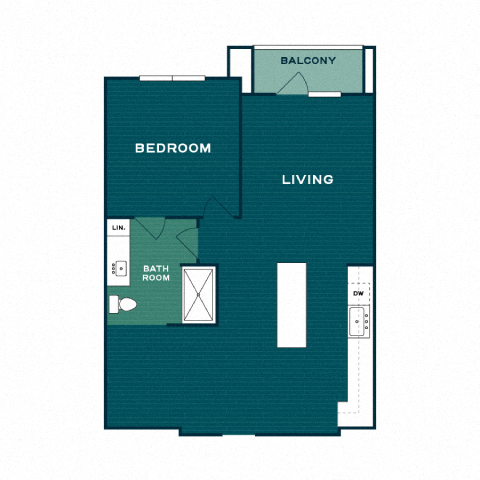 Rendering of the A3 floor plan with 1 bedroom[s] and 1 bathroom[s] at Lakesound